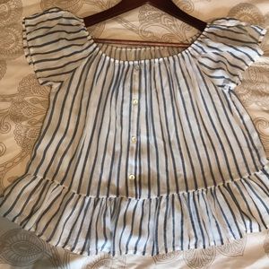 Off shoulder stripped top